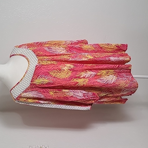 Catherines Pink, Yellow, White Print Top, Embroidered on Sleeves & Neckline, 3X - Picture 8 of 9